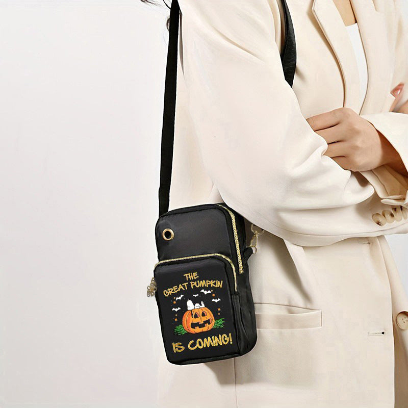 Halloween Pumpkin Mini Crossbody Bag – Waterproof Phone & Coin Purse for Kids & Women
