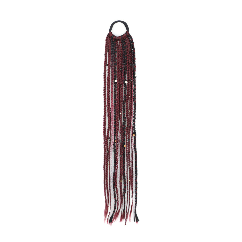 24-Inch Braided Ponytail with Lock Beads Hair Extension – 5 Colors