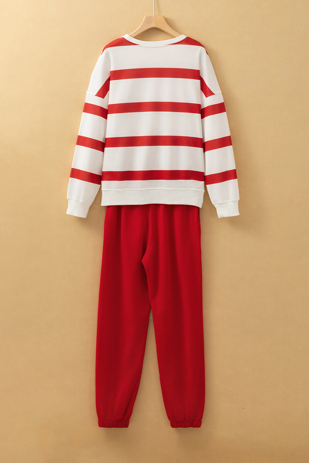 Stripe Drop Shoulder Top and Jogger Pants Set