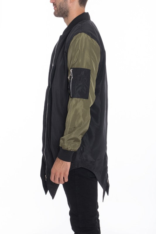 Men's Fish Tail Bomber Jacket Olive XL