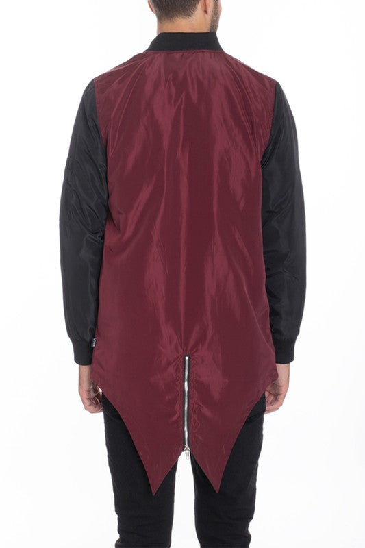Men's Fish Tail Bomber Jacket Burgandy XL