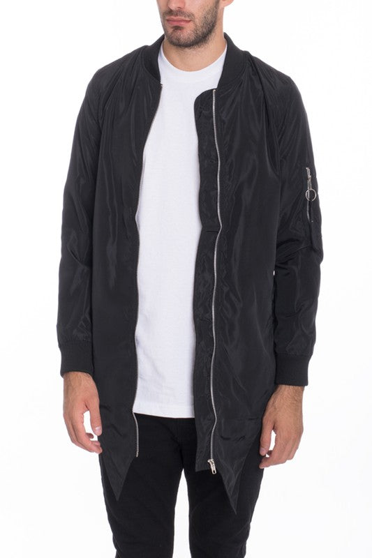 Men's Fish Tail Bomber Jacket Black XL