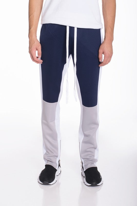 Men's Color Block Track Pants Navy-Grey XL