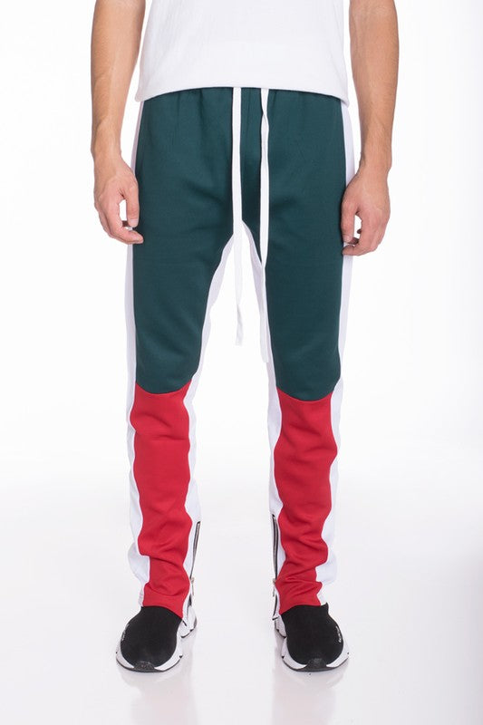 Men's Color Block Track Pants Green Red