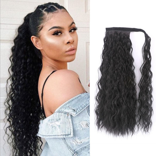 22-Inch Curly Corn Braid Ponytail Extension – Heat-Resistant Synthetic Hair