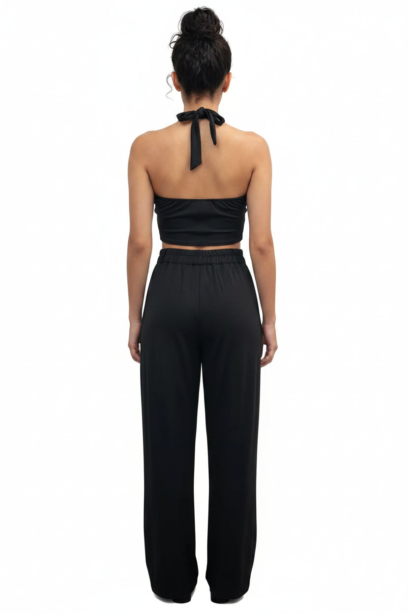 The Elevate Two-Piece Halter Vest & Wide-Leg Pants