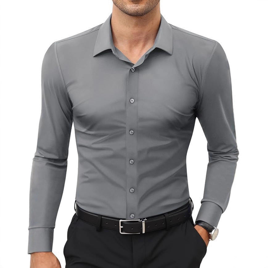 Men’s Slim Fit Long Sleeve Dress Shirt - Solid Color Button Down Work Shirt - Wrinkle-Resistant Business Casual
