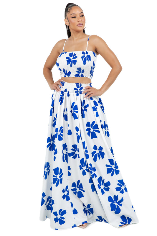 WOMEN FASHION TOP AND SKIRT SET Royal Blue