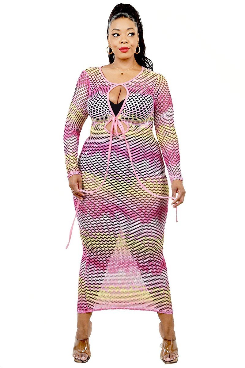 Aura Maxi Dress — Gradient Fishnet Overlay 3XL