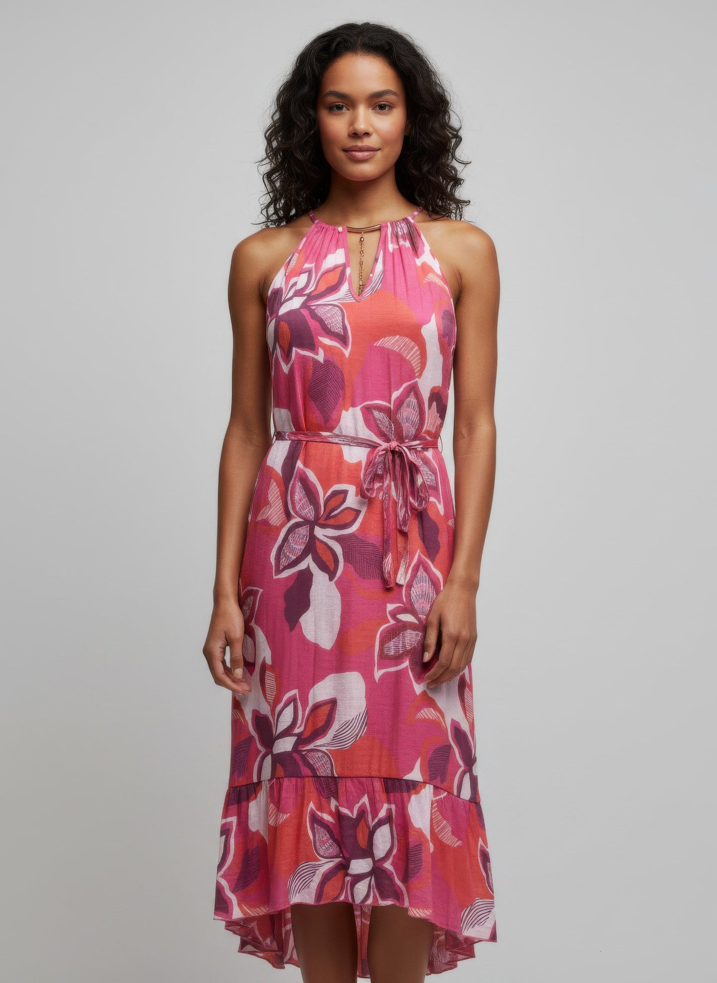 Mlle Gabrielle Floral Midi Dress | Pink Combo
