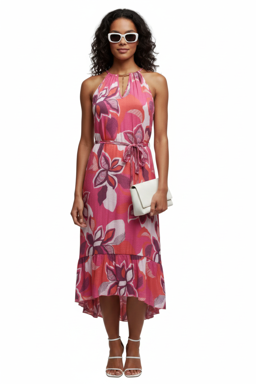 Mlle Gabrielle Floral Midi Dress | Pink Combo