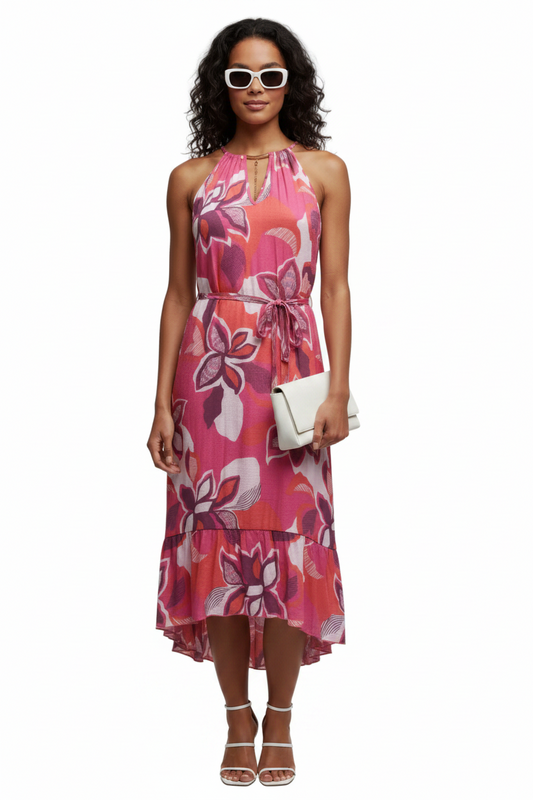 Mlle Gabrielle Floral Midi Dress | Pink Combo