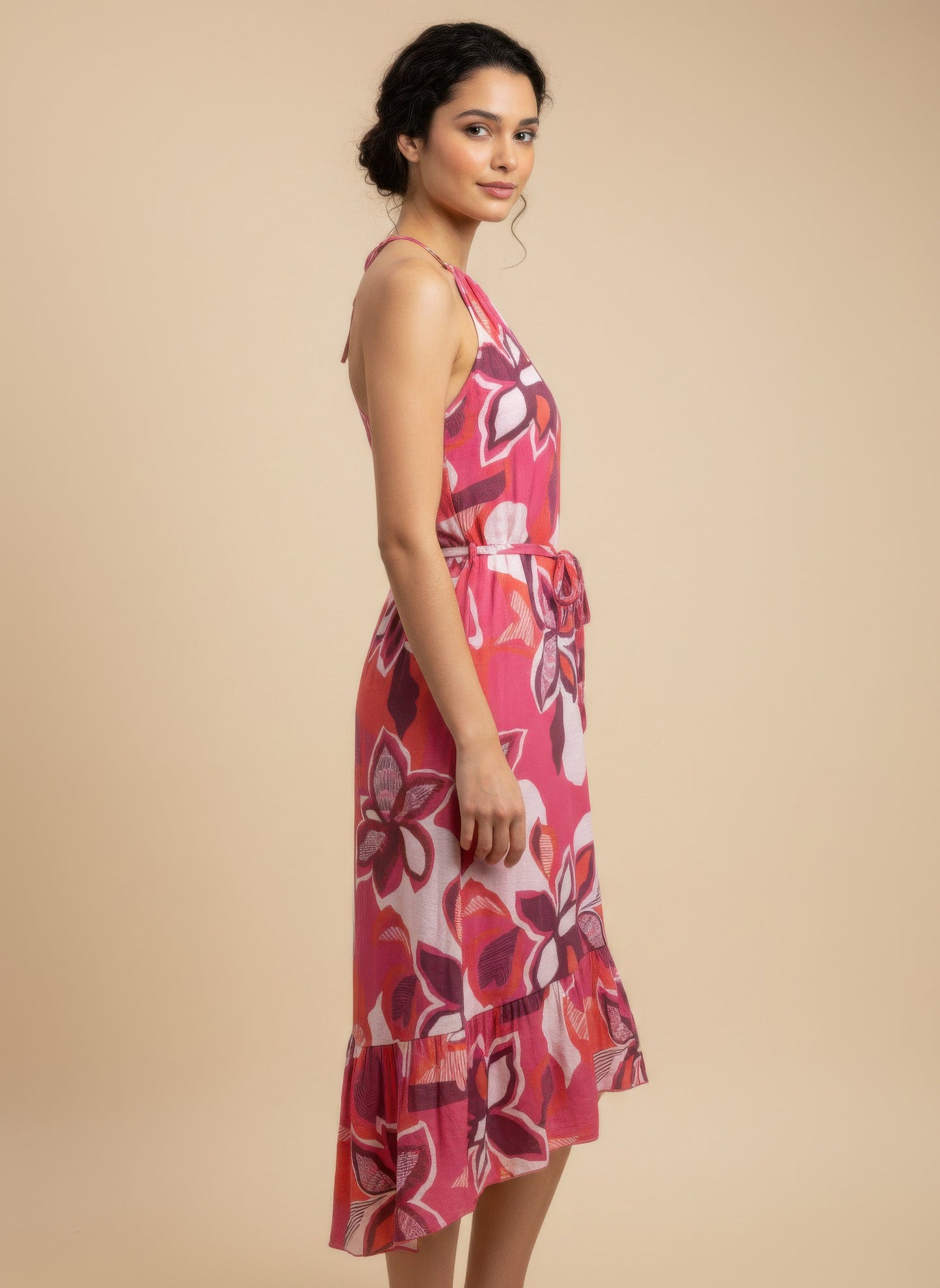 Mlle Gabrielle Floral Midi Dress | Pink Combo