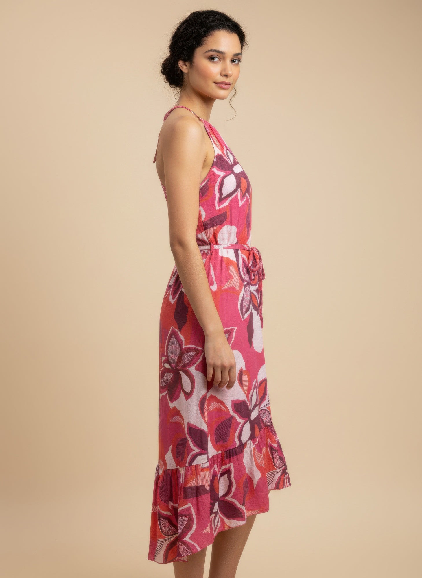Mlle Gabrielle Floral Midi Dress | Pink Combo