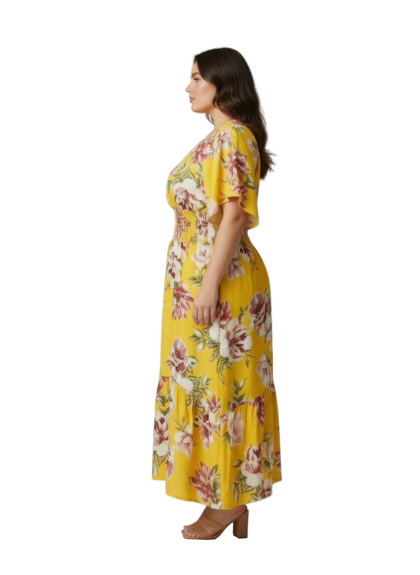 Mlle Gabrielle Floral Midi Dress | Yellow Combo