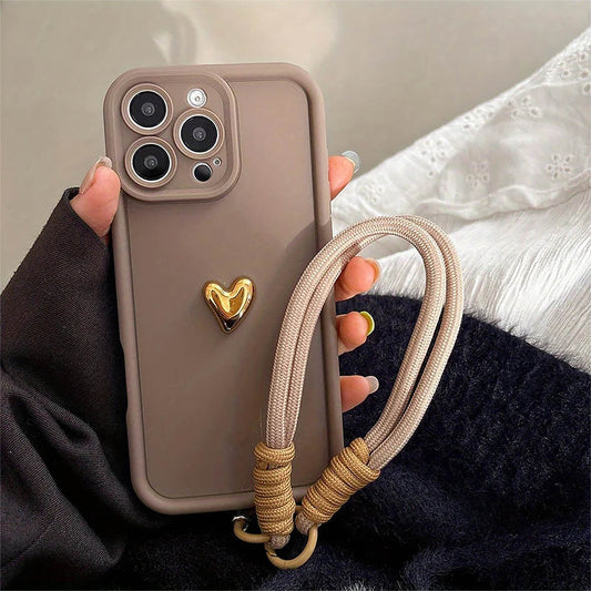 Cute Korean 3D Golden Love Heart Soft iPhone Case | ZAKAPOP