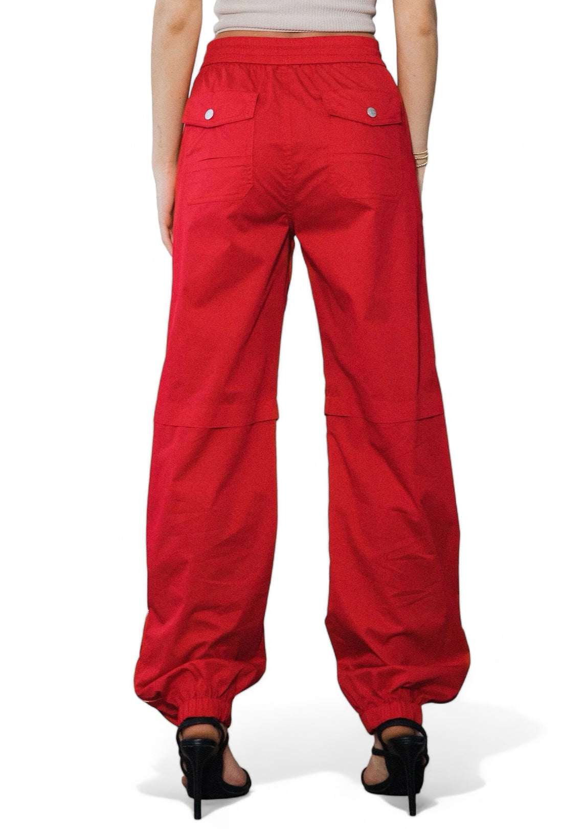 Women's Baggy Cargo Pants – Elastic Waist, Drawstring & Zip Pockets