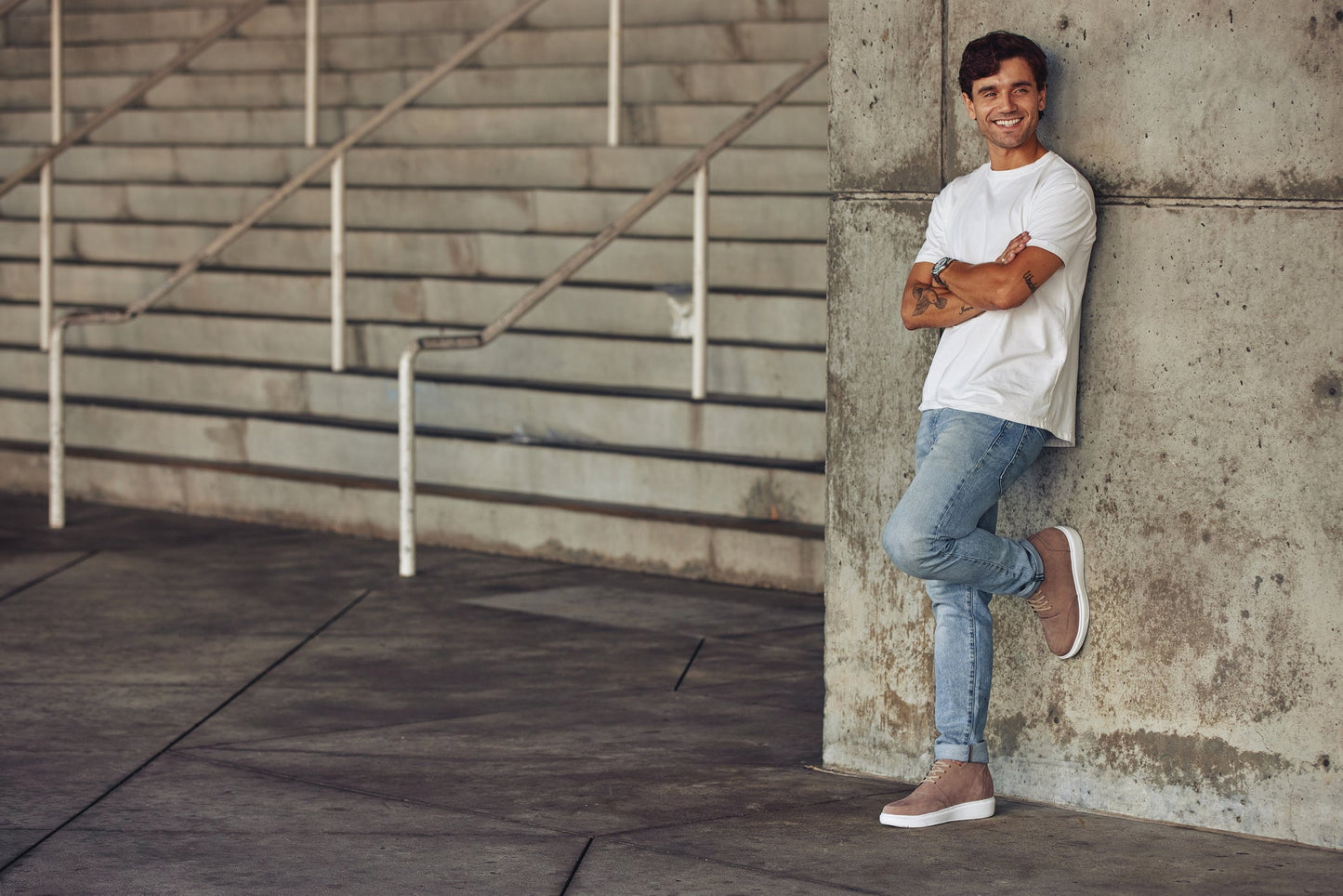 CALTO - J1770  - 3.2 Inches Taller (Khaki) - Casual Chunky Sole Boots – Soft Pebble Grain Nubuck Leather