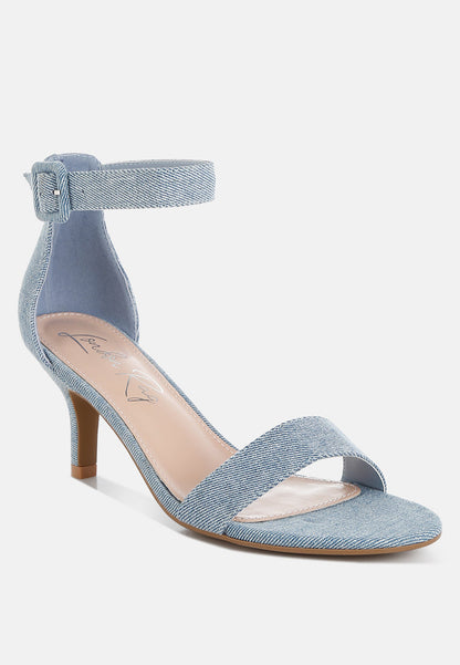 Ozula Denim Kitten Heel Sandals by London Rag