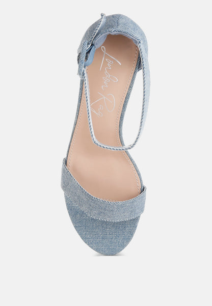 Ozula Denim Kitten Heel Sandals by London Rag