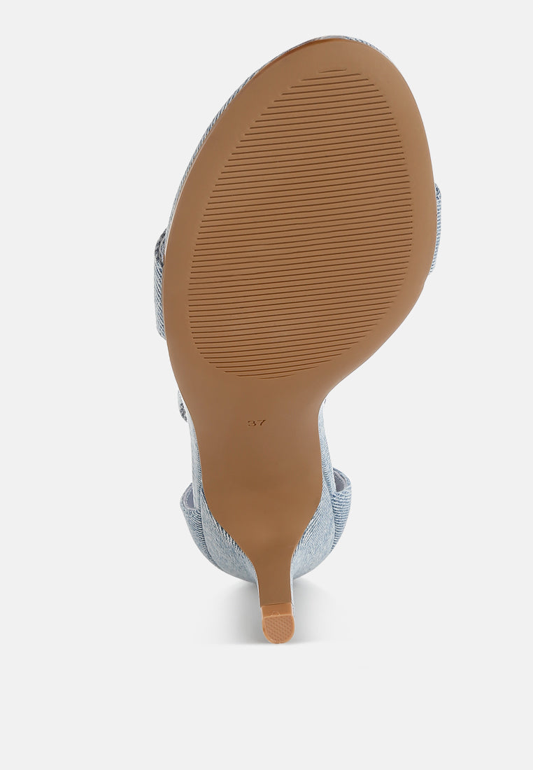 Ozula Denim Kitten Heel Sandals by London Rag