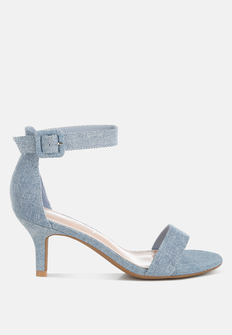 Ozula Denim Kitten Heel Sandals by London Rag