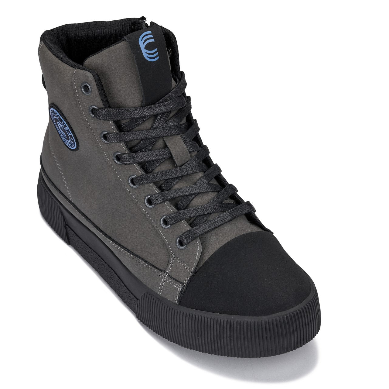 CALTO Men's Height-Increasing Cap Toe High Top Zip-Up Sneaker Boots in Grey 13