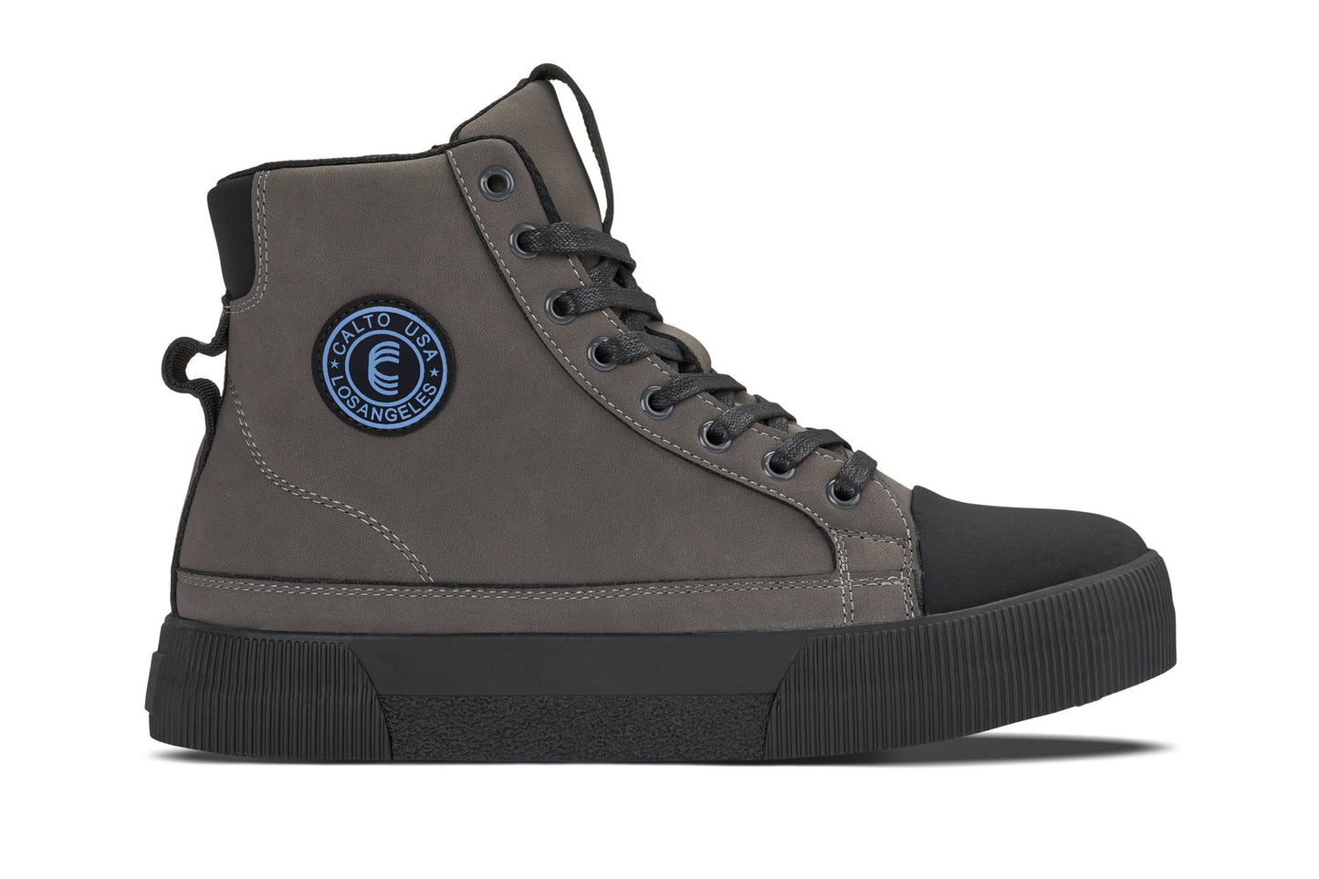 CALTO Men's Height-Increasing Cap Toe High Top Zip-Up Sneaker Boots in Grey 9