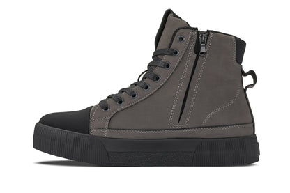 CALTO Men's Height-Increasing Cap Toe High Top Zip-Up Sneaker Boots in Grey 7