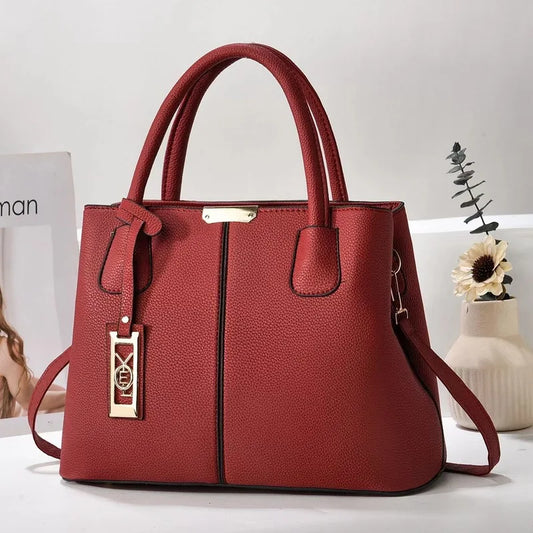 Women's PU Leather Tote Handbag – Zipper Closure Everyday Purse | 5 Colors Red