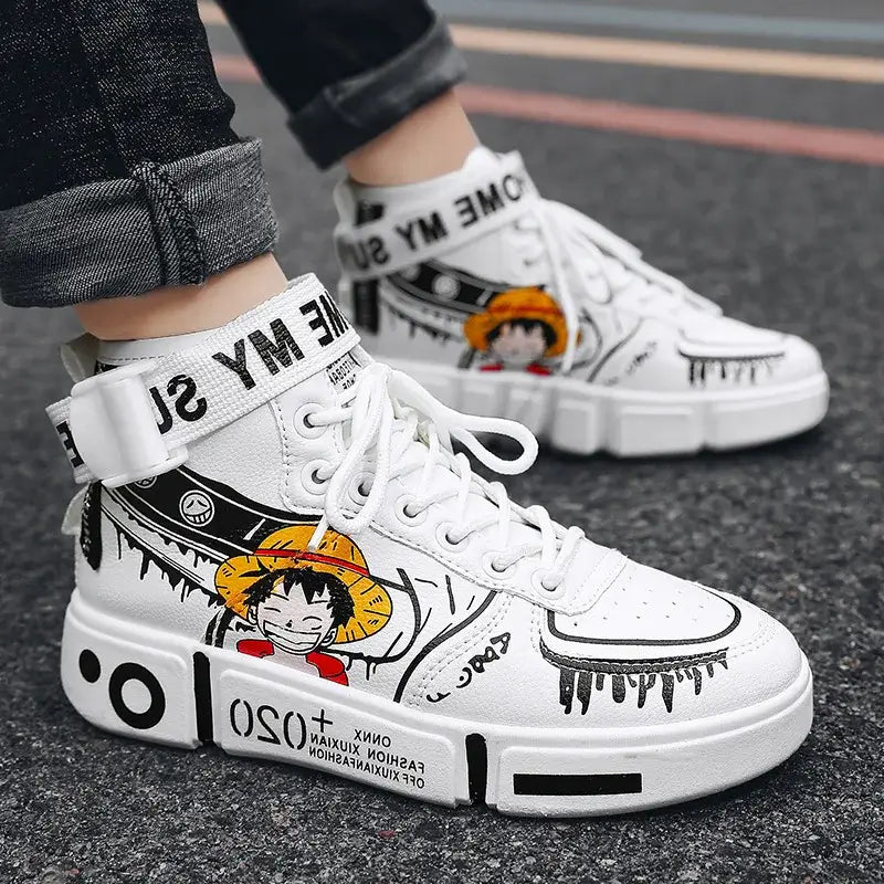 One Piece Luffy High Top Shoes Zoro Anime Sneakers A