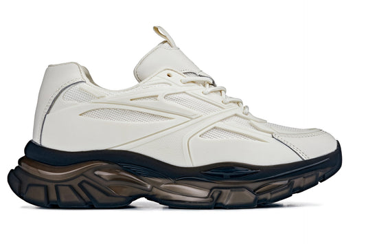 CALTO Men's Height-Increasing Chunky Sole Sporty Sneakers in Beige / Translucent Onyx Sole 10
