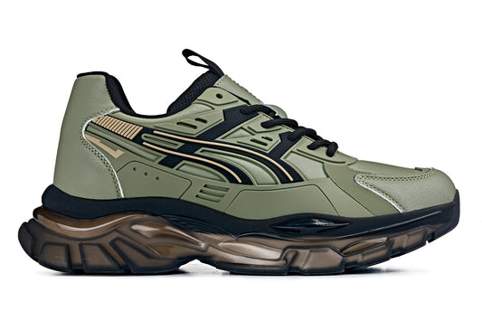 CALTO S5284 Elevator Sneakers | 2.6" Height Boost Chunky Sole Sporty Sneaker in Khaki Green 11