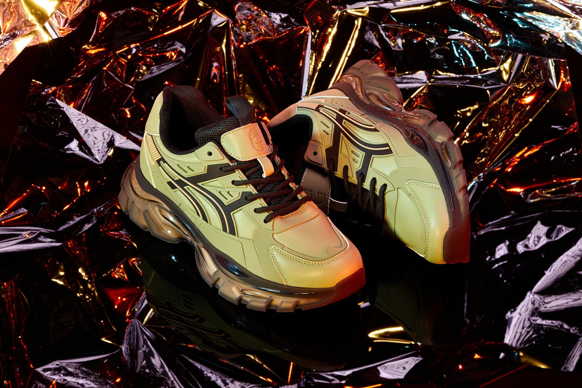 CALTO S5284 Elevator Sneakers | 2.6" Height Boost Chunky Sole Sporty Sneaker in Khaki Green