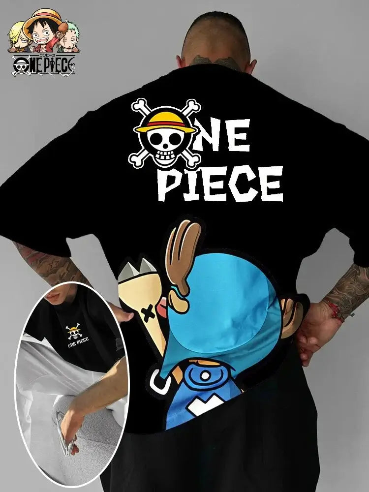 One Piece Graphic T-Shirt: Luffy & Zoro Oversized Streetwear Black C