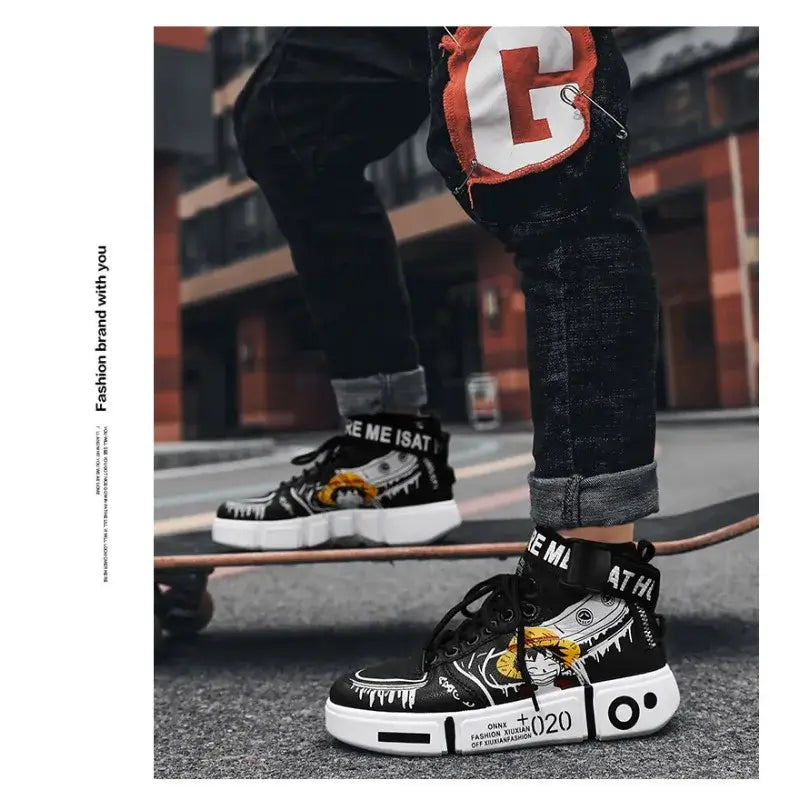 One Piece Luffy High Top Shoes Zoro Anime Sneakers