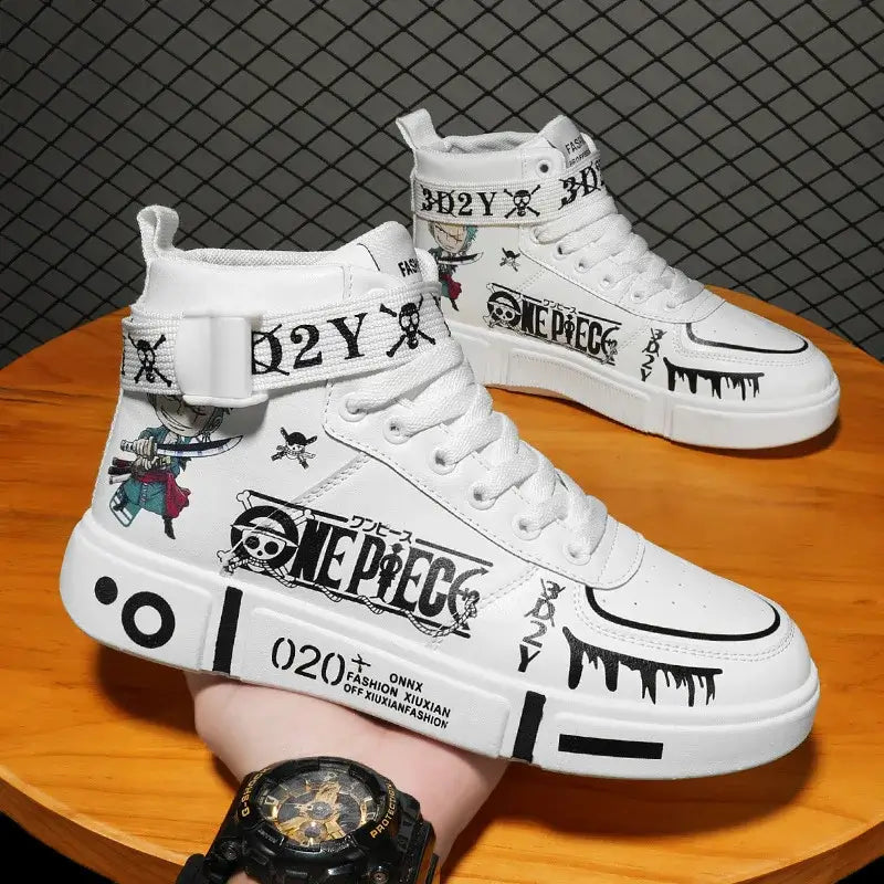 One Piece Luffy High Top Shoes Zoro Anime Sneakers D