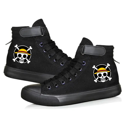 One Piece Luffy High Top Shoes: Autumn Winter Anime Sneakers black 7