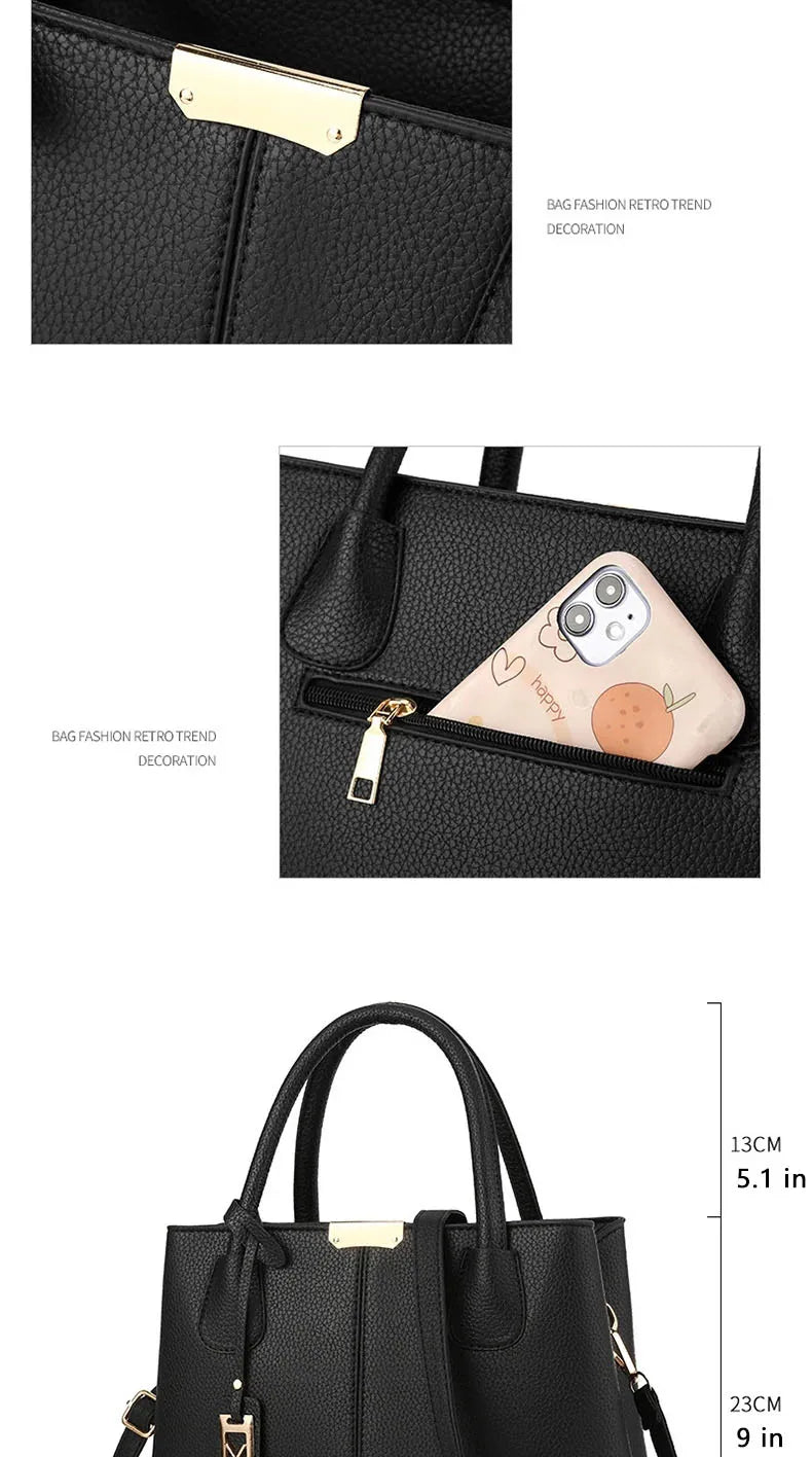 Women's PU Leather Tote Handbag – Zipper Closure Everyday Purse | 5 Colors