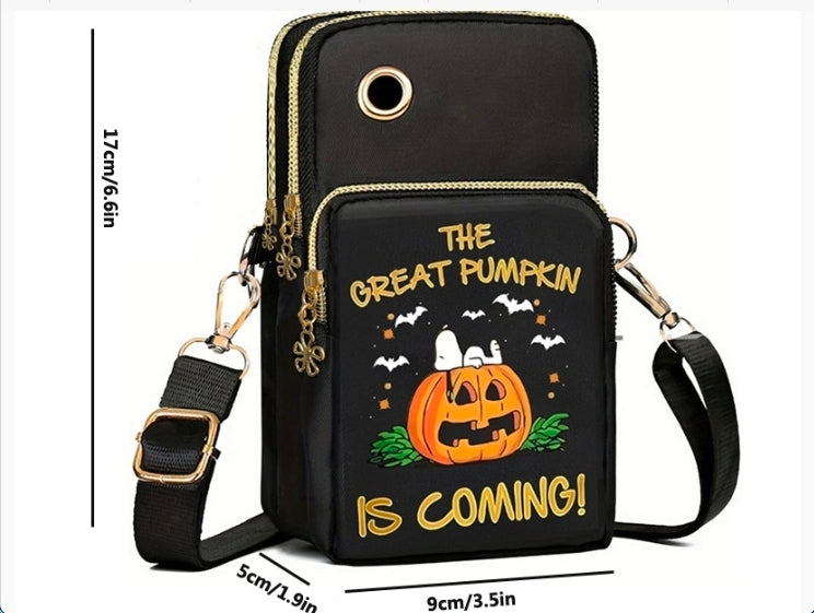 Halloween Pumpkin Mini Crossbody Bag – Waterproof Phone & Coin Purse for Kids & Women