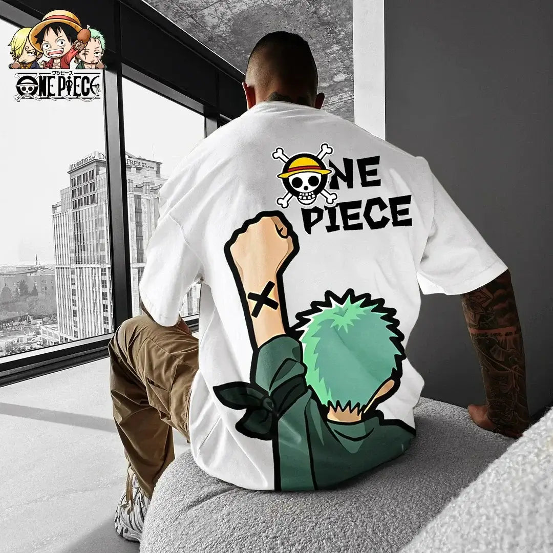One Piece Graphic T-Shirt: Luffy & Zoro Oversized Streetwear