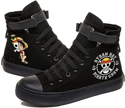 One Piece Luffy High Top Shoes: Autumn Winter Anime Sneakers black 1