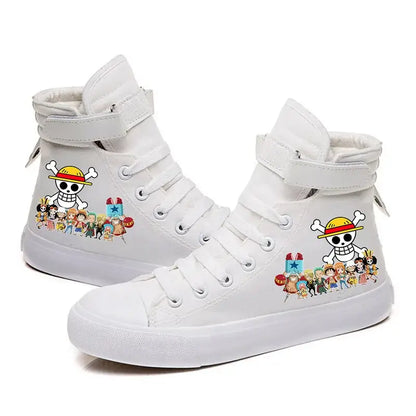 One Piece Luffy High Top Shoes: Autumn Winter Anime Sneakers white 9
