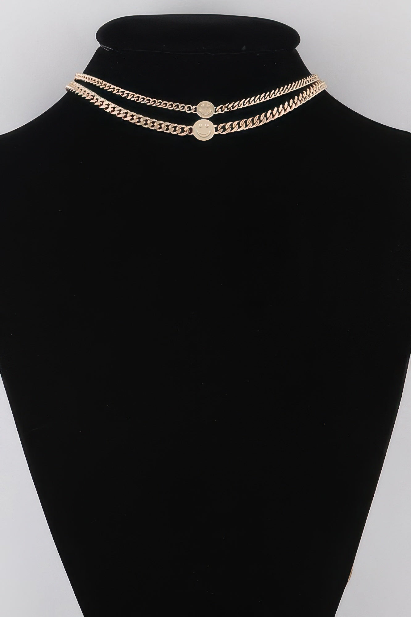 Smiley Face Duo Choker Necklace Gold