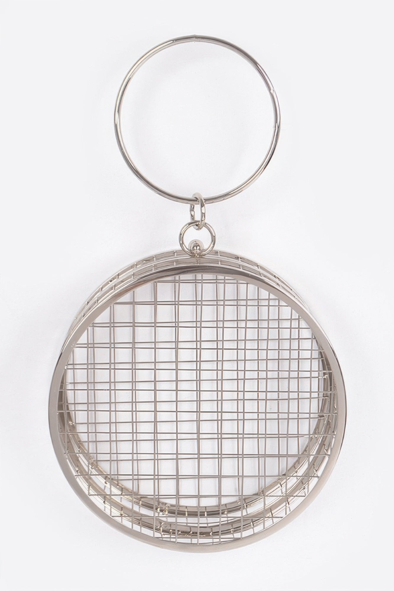 Metal Wire Round Clutch Silver