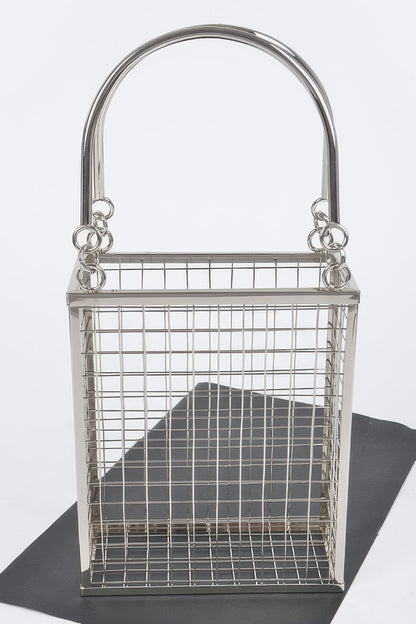Metal Wire Clutch Silver