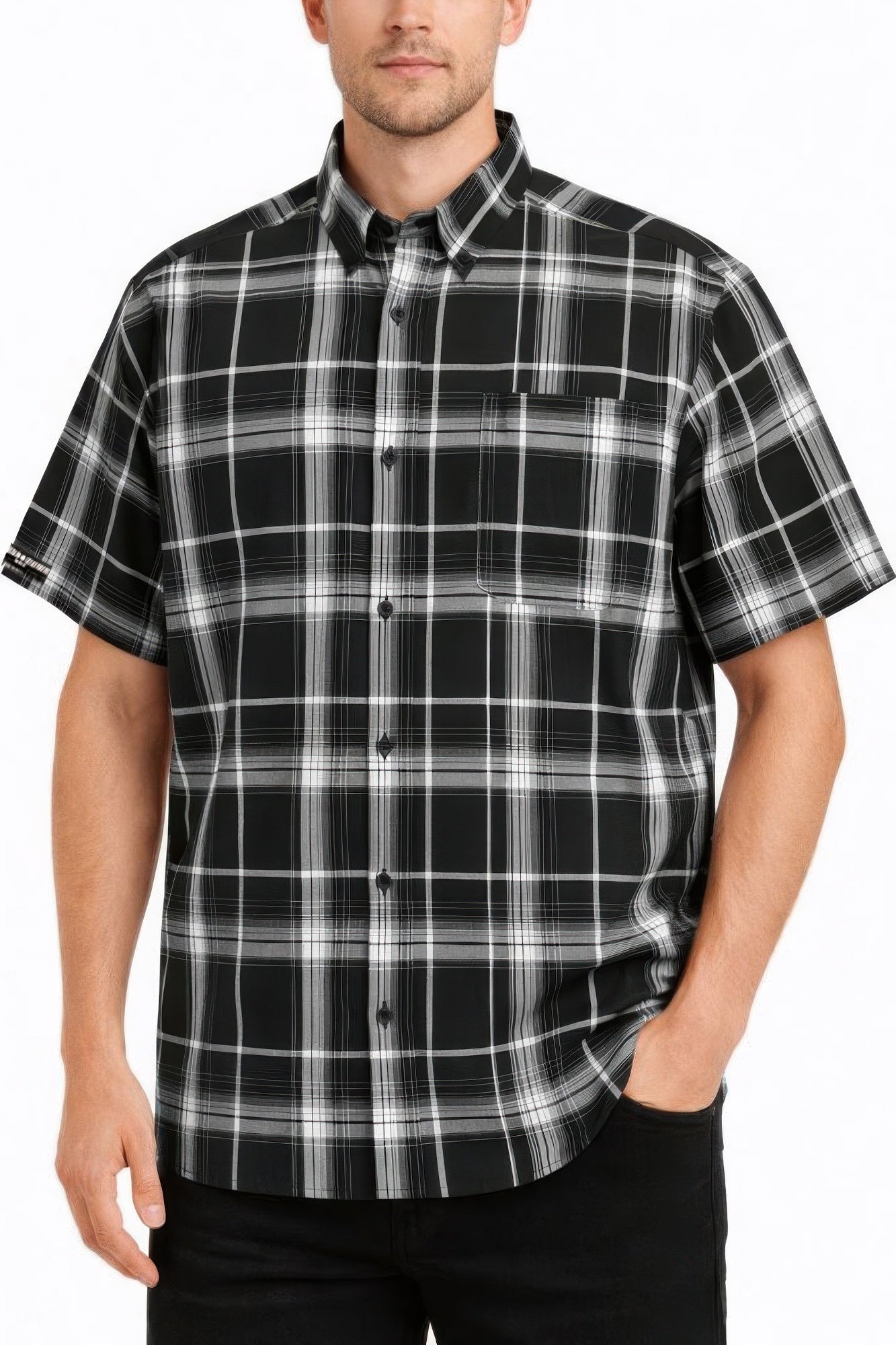 Oldschool Checkered Button Down Short Sleeve Shirt Royal