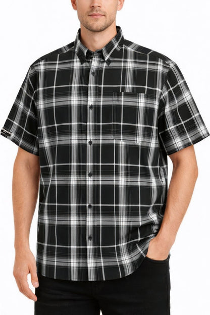 Oldschool Checkered Button Down Short Sleeve Shirt Royal