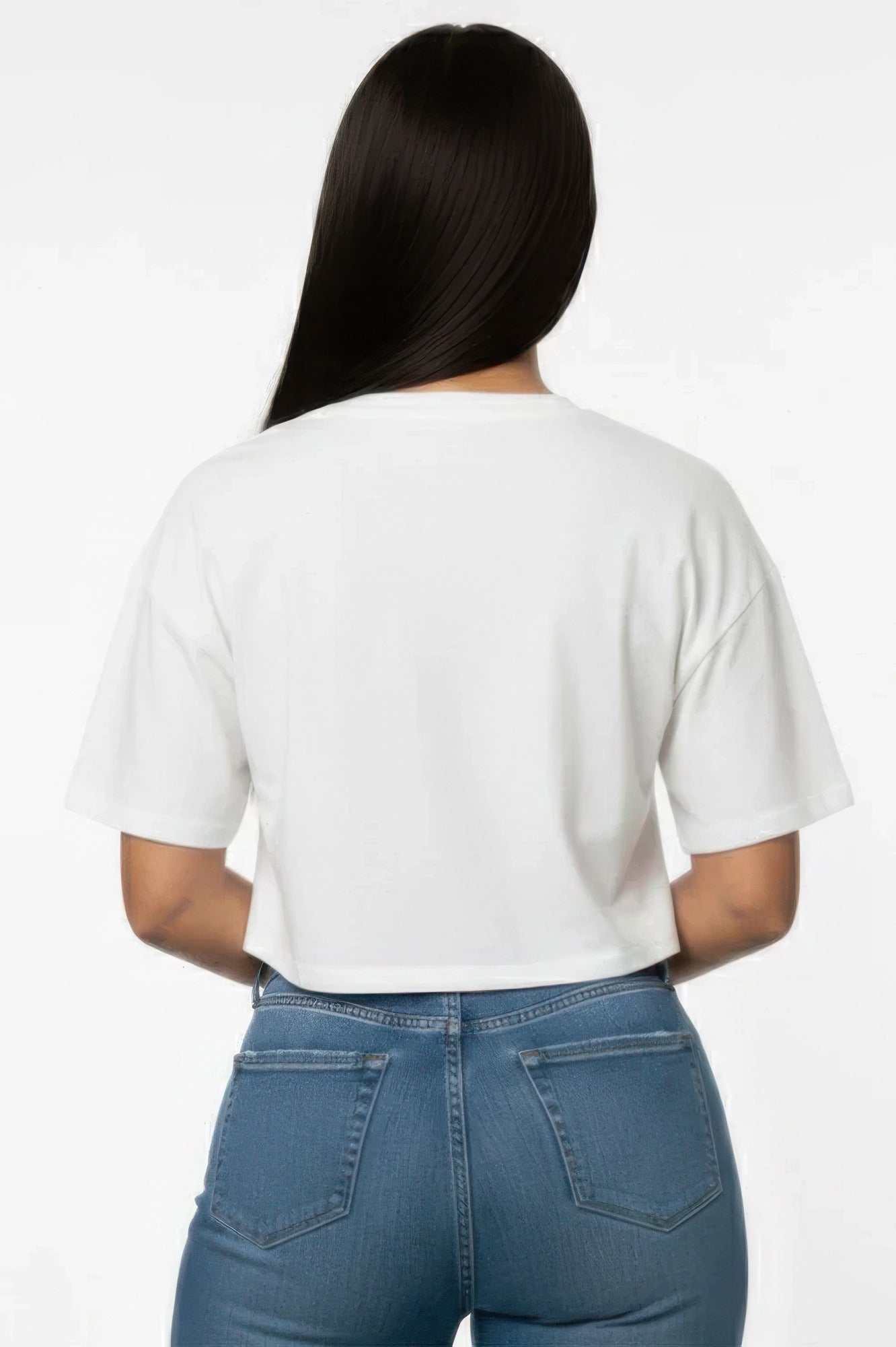 Women's Premium Short Sleeve Round Neck Basic Crop Top White