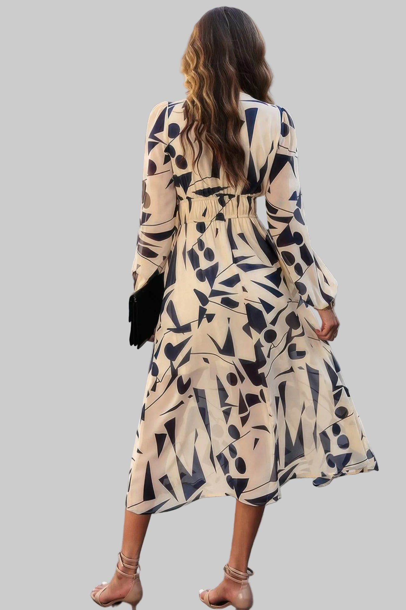 The Boho A-Line – V-Neck High Waist Long Sleeve Dress in 4 Colors